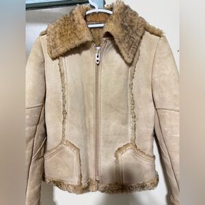 Vintage Braunda Exclusive brand leather/suede sherling lined jacket/coat Sz S-M